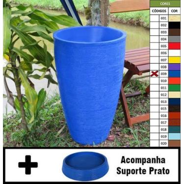 Imagem de Kit Vaso Planta + Prato 65x40 Oval Moderno Polietileno - BGPLASTICOS, 