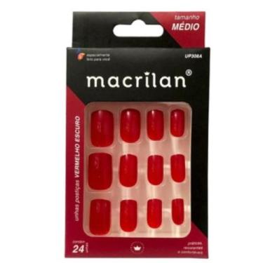 Imagem de Unhas Postiças UP308A Médio Vermelho Escuro - Macrilan