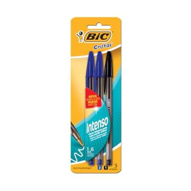 Imagem de BIC, Caneta Esferográfica Escrita Grossa, Cristal Intenso, 2 Canetas Azuis e 1 Caneta Preta, 3 Unidades
