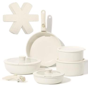 Imagem de Jogo de Panelas 15 Peças,Panela Antiaderente,Fácil de Limpar, Até Condução de Calor,com alça removível,Cabos Removíveis,para Todos Fogões e Forno,Panelas para cozinha.