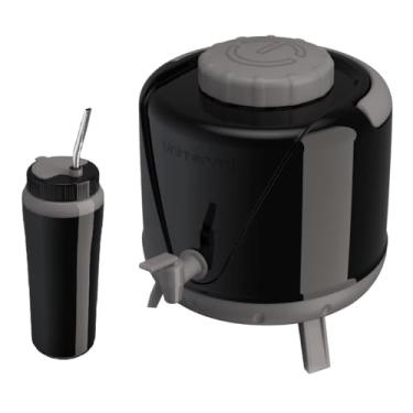 Imagem de Kit Tereré Cuia Com Tampa, Bomba Inox + Garrafa 5 Litros Preto Unitermi