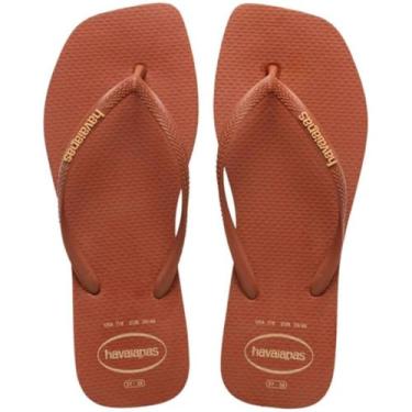 Imagem de Havaianas Chinelo Feminino Square Logo Pop Up Bico Quadrado (Ferrugem, BR, Adulto, Faixa Numérico, M, 41, 42)