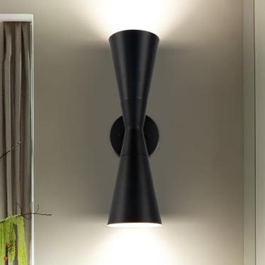 Imagem de Arandela de parede, iluminação de arandelas de banheiro, 38 cm preto moderno arandelas para baixo decoração de parede interior luminárias de parede para sala de estar, corredor, escada, quarto, com