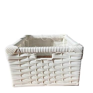 Imagem de Cesto Organizador,Caixa de Armazenamento Multiuso, Cesto de Fibra SintéTica 30x25x15,5 (Tipo Gaveta)(Branco)