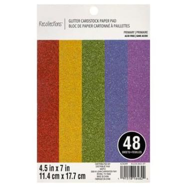 Imagem de Bloco de papel cartolina com glitter arco-íris de 11,4 x 17,8 cm da Recollections – Papel sem ácido para álbuns, convites, cartões comemorativos e artes e artesanato – 1 pacote