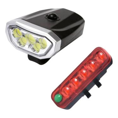 Imagem de Kit Lanterna Sinalizador Dianteiro E Traseiro Iluminação Noturna Para Bicicleta Bike Recarregável Usb Preto