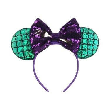 Imagem de Tiara De Orelhas De Rato Com Lantejoulas E Laço Para Meninas Com Pérol
