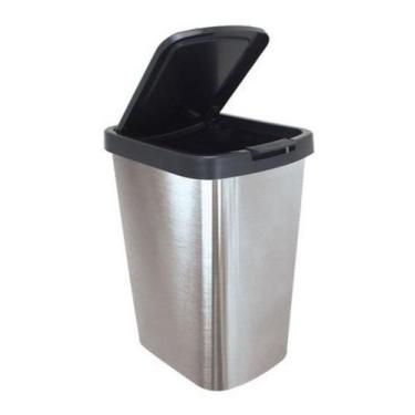 Imagem de Lixeira Cesto 09 Litros Com Tampa Click Label - ARQPLAST, Cinza