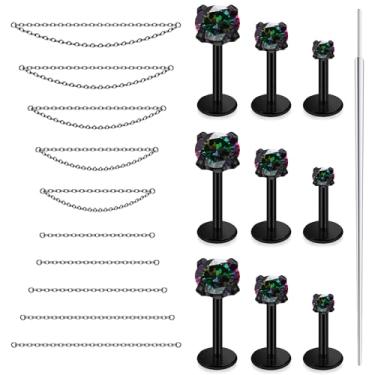 Imagem de Lsnevsie 20G 18G 16G Brincos sem rosca com costas planas piercing de nariz piercing de corrente aço cirúrgico CZ piercing de nariz piercing de cobra tragus hélice concha cartilagem brincos piercing