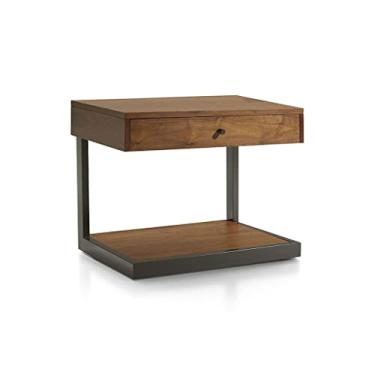 Imagem de URGDWEKJY Mesa de cabeceira quadrada multifuncional mesa de cabeceira quarto mesa de cabeceira retro armário lateral armazenamento gaveta única mesa de cabeceira pequena