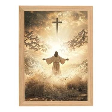Imagem de Bothyi Lâmpada de Jesus, decoração inspiradora de lâmpada com pintura cristã, mesa 4D com imagem iluminada de Jesus, para casa, Natal, quarto, Style a