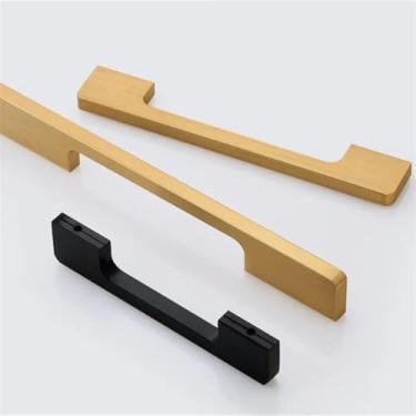 Imagem de CXYFQUUK Puxadores de armário de cozinha de liga de alumínio escovado preto puxadores de gaveta puxadores de móveis 2 peças (preto escovado 512 mm)