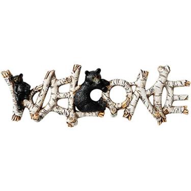 Imagem de Cabides de parede em formato de urso, suporte de parede de simplicidade de estilo nórdico, prateleira de armazenamento criativa do alfabeto inglês, decoração de parede de entrada com personalidade