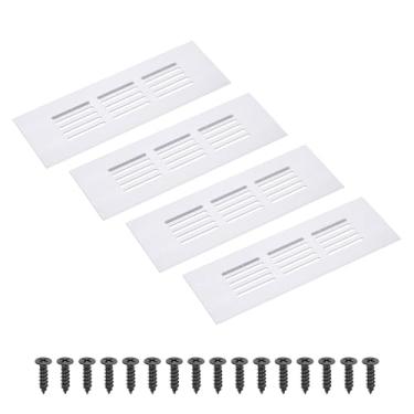 Imagem de PATIKIL Grade de ventilação retangular de 15 x 5 cm, 4 peças de cobertura de ventilação de alumínio com parafusos de montagem para guarda-roupa de porta de armário de armário, prata