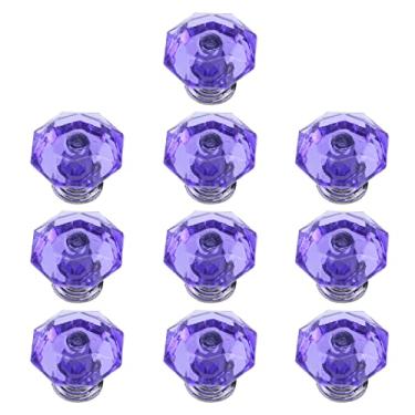 Imagem de T Tulead Maçanetas de cristal roxo acrílico puxador diamante guarda-roupa armário puxadores para armário, gaveta, cômoda, pacote de 10 com parafusos