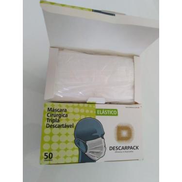 Imagem de 1 Cx Máscara Descartável Tripla Descarpack  Dentista, Branco