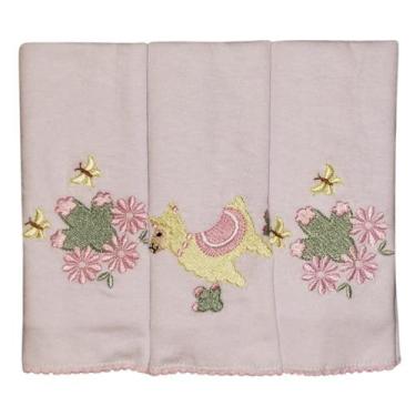 Imagem de Fralda de Boca Lhama Rosa Malha 3 Peças - Liny Baby