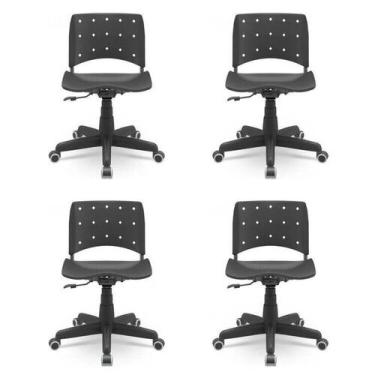 Imagem de Kit 4 Cadeiras para Escritório Ergonômica Secretária Giratória Ergopla