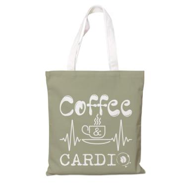 Imagem de Bolsa de lona estética – Bolsa de ombro fofa de lona reutilizável para compras, esportes e uso diário, presente feminino para amantes de exercícios