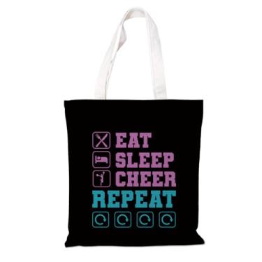 Imagem de Sacola de lona estética – Eat Sleep Cheer Repeat, bolsa elegante para compras, viagens, viagens diárias, lazer e fitness, presente para mulheres, amigas, família, presente de aniversário