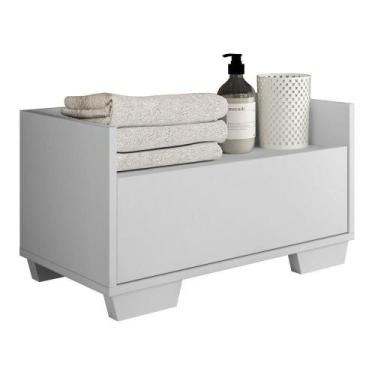 Imagem de Gabinete Balcão Banheiro 80 Cm C/ Pés Quadrados Branco - MULTIMOVEIS