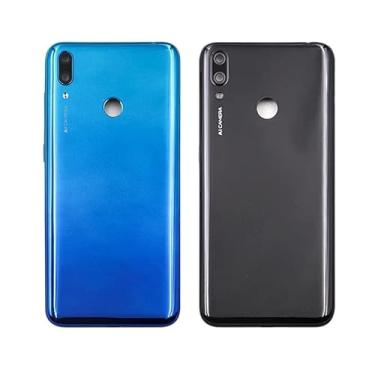 Imagem de SHOWGOOD 15.9 cm para Huawei Y7 Prime 2019 capa traseira com bateria para Y7 2019 capa traseira com substituição de lente de câmera (azul)
