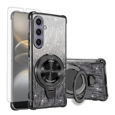 Imagem de Asuwish Capa de celular para Samsung Galaxy S25 Plus S25+ 5G capa magnética com protetor de tela de vidro temperado e anel híbrido com glitter brilhante suporte rígido S25Plus 25S + S 25 25+ SM-S936U