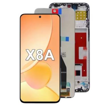 Imagem de 17.0 cm para Honor X8A Display CRT-LX1 Peças de reposição para Honor X8a LCD CRT-LX2 CRT-LX3 Montagem digitalizador de tela sensível ao toque (preto sem moldura)