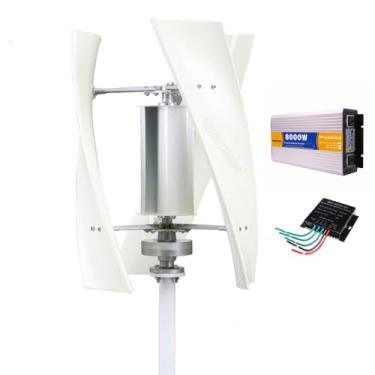 Imagem de HUIZHITENGDA Conjunto Gerador de Turbina Eólica Solar 8000W 220V-12V, para Sistemas Fora da Rede de Painéis Solares, Gerador Eólico Silencioso de 3 Hélices com Conversor/Inversor Controlador,24v