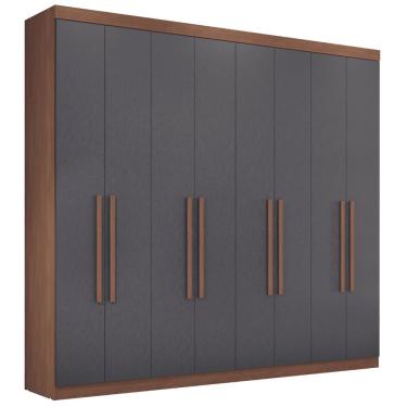 Imagem de Guarda Roupa Casal 8 Portas 4 Gavetas Paris Jatobá Grafite