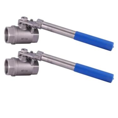 Imagem de ARITA Válvula esférica com manípulo "Deadman" de retorno de mola, 3-1/5.1 cm, aço inoxidável 304, porta completa 1500PSI para água, óleo e gás, NPT fêmea, 2 UNIDADES