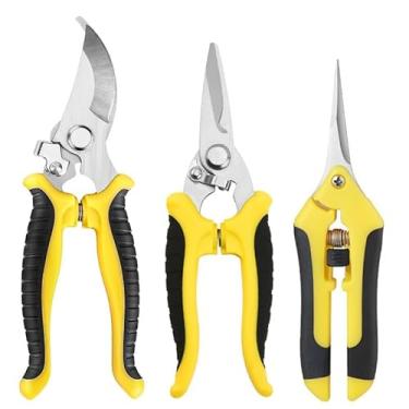 Imagem de Tesoura Jardinagem, Kit 3pcs Tesouras de Poda de Jardim Ferramentas de Jardinagem