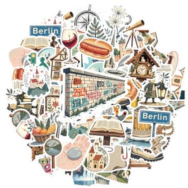 Imagem de 70 peças de adesivos de arquitetura turística turística da Alemanha brinquedos DIY adesivos realistas de viagem pacote de adesivos para telefone faça você mesmo, laptop, scrapbook, bicicleta, laptop