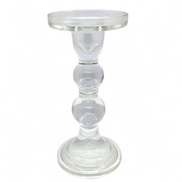Imagem de Porta Velas Castiçal Delicado Transparente de Vidro 18 cm