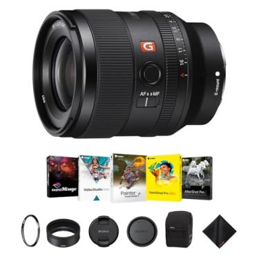 Imagem de Sony Lente FE 35 mm f/1.4 GMaster para E-Mount - Lente grande angular clássica com filtro protetor UV Tiffen de 67 mm, kit de software Corel e pano de limpeza - Pacote essencial