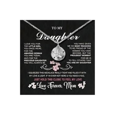 Imagem de Embtrem Colar de Dólar de Areia Longo Prata Gargantilha para Mulheres Filha Mãe Dólar Areia Pingente Joias Presentes para Natal Aniversário, Aço inoxidável, Sem Pedra Preciosa