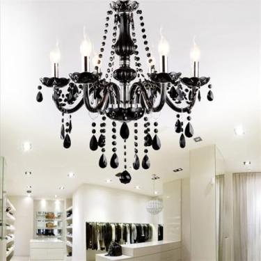 Imagem de Lustre de cristal de luxo europeu com LED, ideal para sala de estar, restaurante, quarto, villa, hotel, loja de roupas, salão de beleza, café, bar, karaokê e outras aplicações. Luminária pen