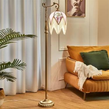 Imagem de Luminária de chão francesa de luxo com franjas, LED, estilo retrô americano, para sala de estar, sofá, quarto, escritório, casa de campo, hotel, estilo campestre europeu, criativa, decorativ