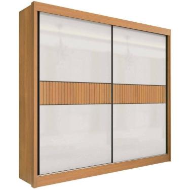 Imagem de Guarda Roupa Cancun Ripado Cinamomo Off White 2 Portas 6 Gavetas D?doro