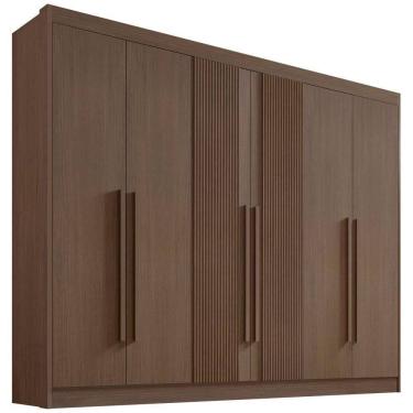 Imagem de Guarda Roupa Athos Ripado Castanho 6 Portas 7 Gavetas D?doro