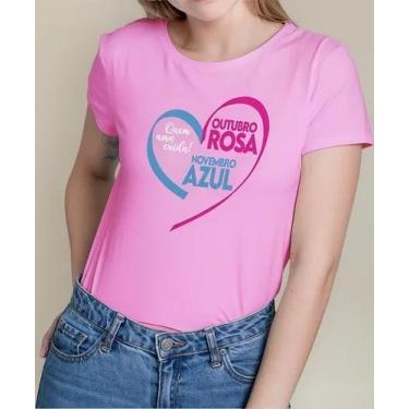 Imagem de Camiseta Camisa Adulto Feminina Masculina Algodão Campanha Outubro Ros