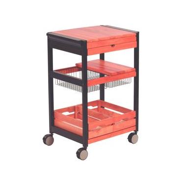 Imagem de Carro para Servir Churrasco Tramontina em Madeira Mogno Africano Envermizado Gaveta e Cesto Multiuso