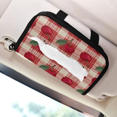 Imagem de SEHANY Porta-lenços de papel de carro cereja rosa, caixa de lenços para carro, viseira solar, porta-guardanapos, dispensador de máscara de carro retangular, caixa de lenços para veículos para