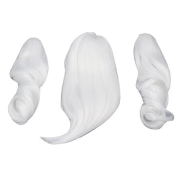 Imagem de YOUTHINK Peruca de Boneca, Cabelo de Boneca de Seda Macia Com Rabo de Cavalo Com Clipe de Garra, Adequado para de 22 a 23 Cm, Ideal para Artesanato e Estilo (Lua Branca)