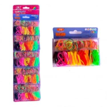 Imagem de Cartela de Elásticos de Silicone Coloridos para Cabelo com Lacinhos, Acessório Infantil e Feminino
