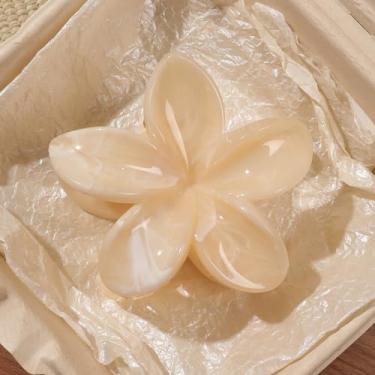 Imagem de Grampos de cabelo de flores para mulheres - Clipes Plumeria grandes para cabelo grosso fino médio fino, acessórios de cabelo bonitos da moda para fixação forte, perfeitos para o verão e praia, cor