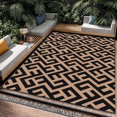 Imagem de HGTRH Tapete de área externa acampamento à prova de intempéries, tapete de varanda impermeável pequeno, tapetes de tecido de veludo de cristal leve para uso ao ar livre antiderrapante macio resistente