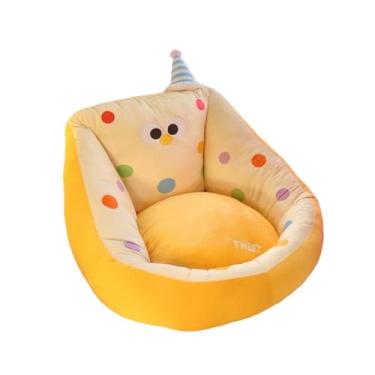 Imagem de SiaBiced Almofada Kawaii para Cadeira, Almofada de Assento Felpuda, Decoração de Quarto, Almofadas Fofas para Cadeira de Escritório/Estúdio, Amarelo