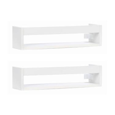 Imagem de Kit 2 Prateleiras Nicho 50x13 Suporte Invisivel Com Kit Montagem Ideal Para Potes De Vidro E Temperos (Branco)