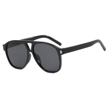 Imagem de Óculos de Sol Masculino Oversized com Ponte Dupla e Rebites, Estilo Punk, Proteção UV400, para Esportes ao Ar Livre, Corrida e Ciclismo, nas Cores Preto e Cinza.